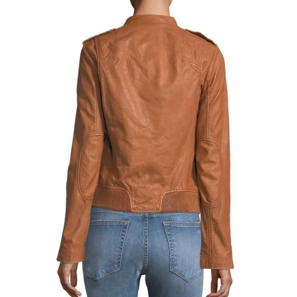 Rag & Bone Size 4 - Lyon Moto Lamb Leather Jacket - Camel MSRP $1,295 - Picture 2 of 16